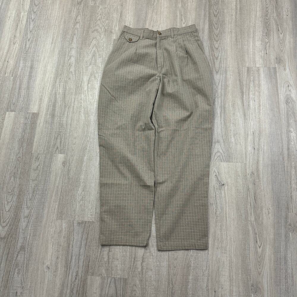 Vintage Lee Plaid Mom Chino Pants Women's Size 12 MED Tan 90s Trousers
